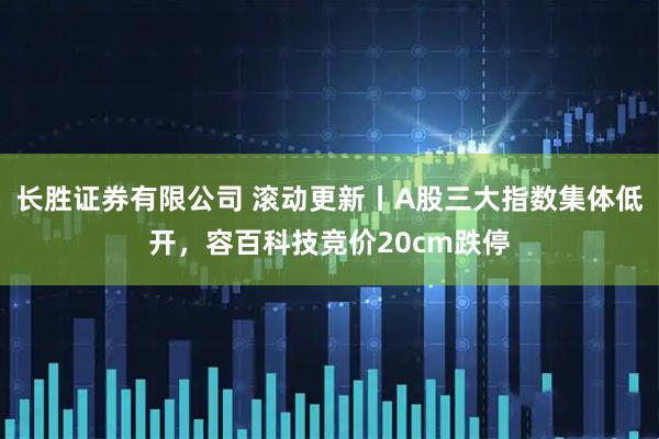 长胜证券有限公司 滚动更新丨A股三大指数集体低开，容百科技竞价20cm跌停